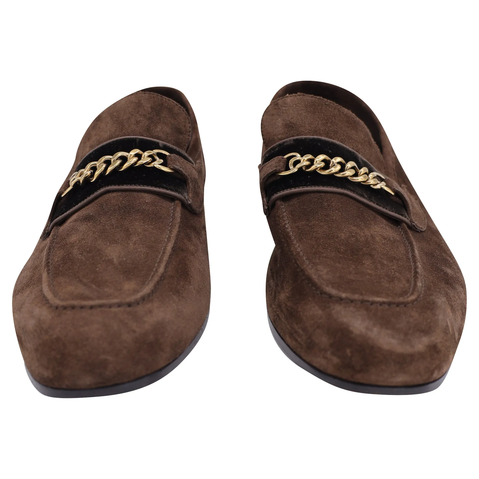 Tom Ford Wilton Chain-Embellished Loafers in Brown Suede