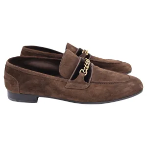 Tom Ford Wilton Chain-Embellished Loafers in Brown Suede