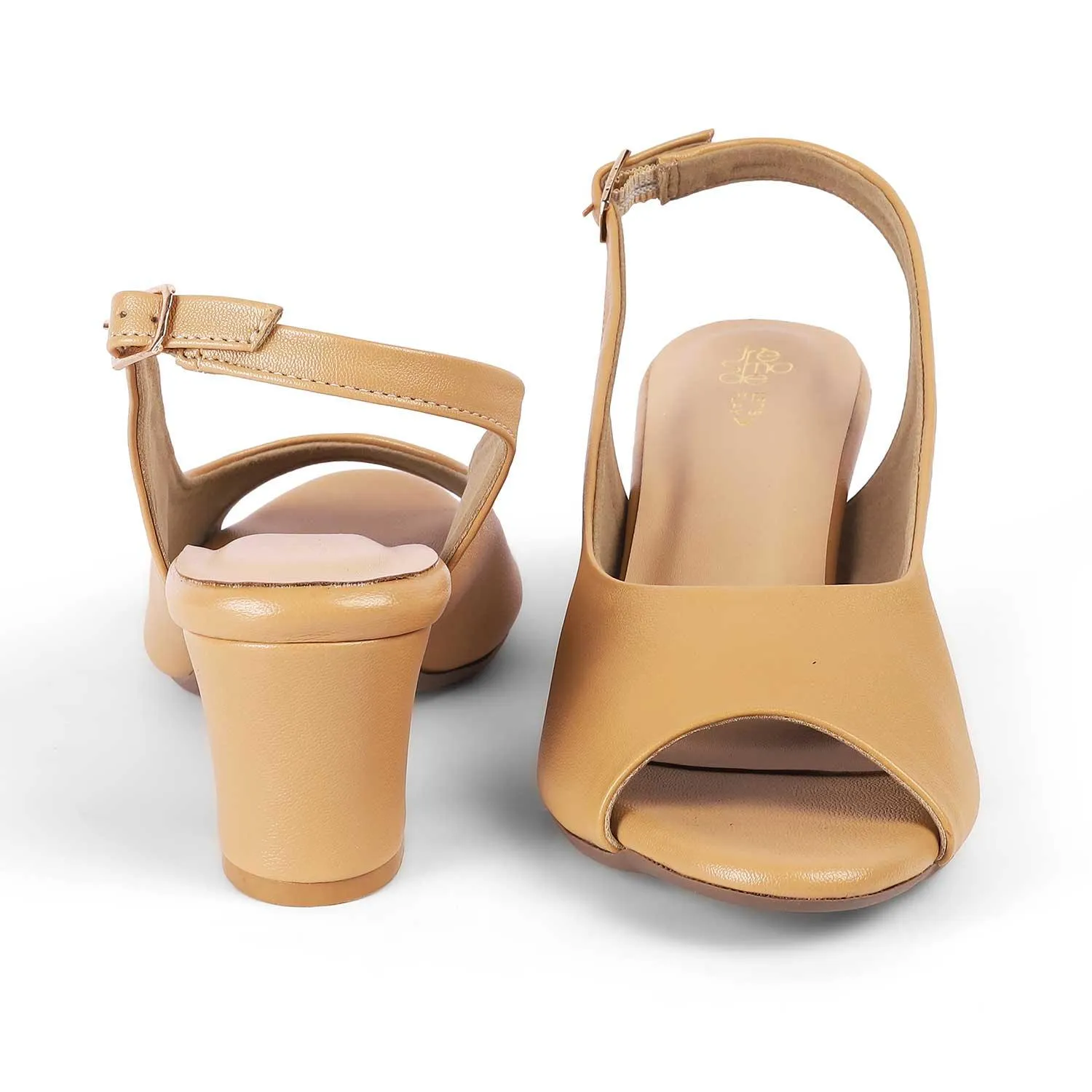 Tresmode Eden Beige Women's Dress Block Heel Slingback Pumps