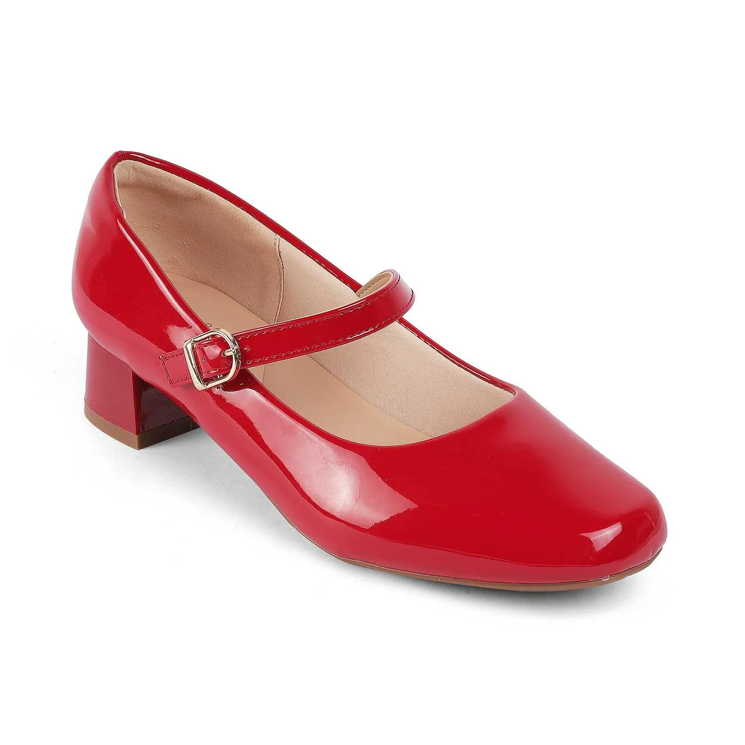 Tresmode Mary Red Women's Dress Block Heel Pumps