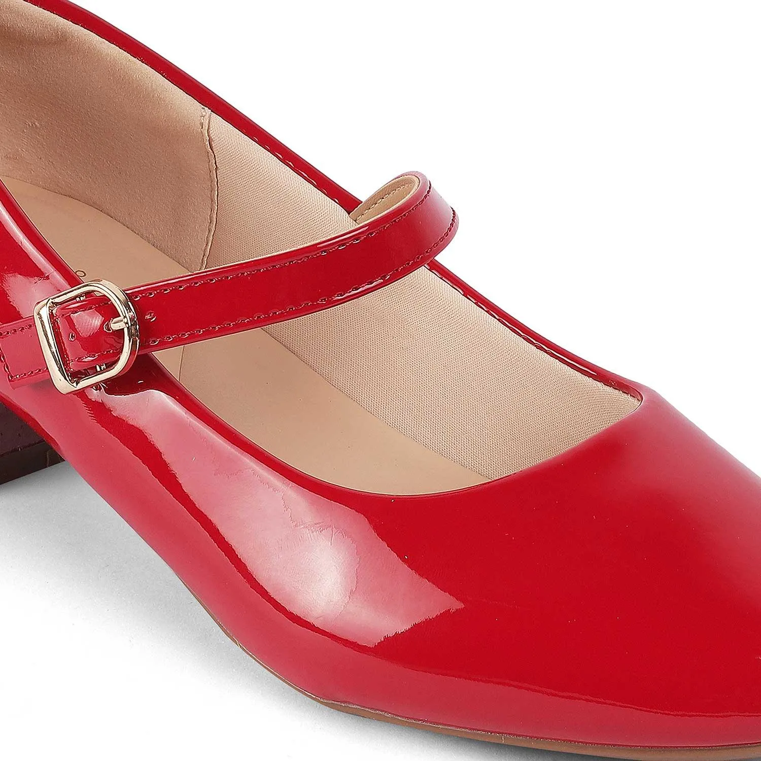 Tresmode Mary Red Women's Dress Block Heel Pumps