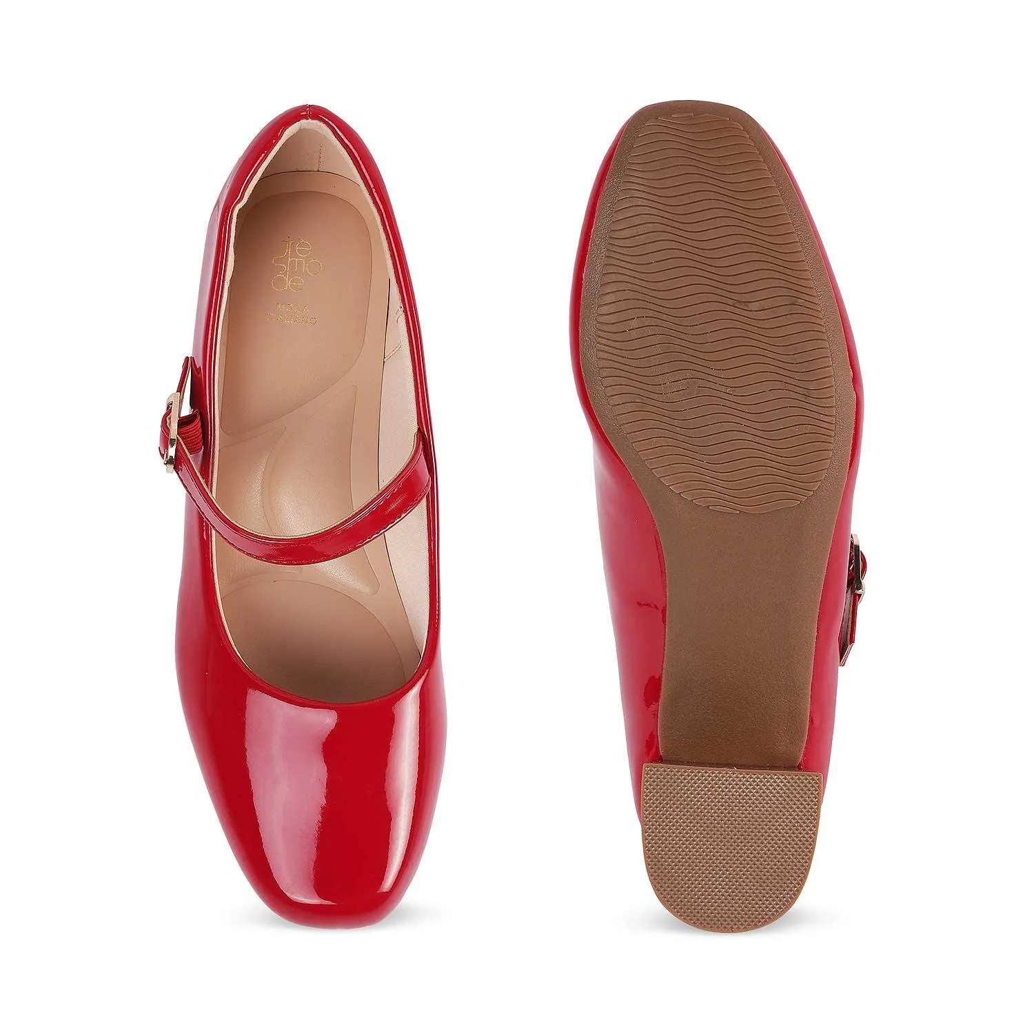 Tresmode Mary Red Women's Dress Block Heel Pumps