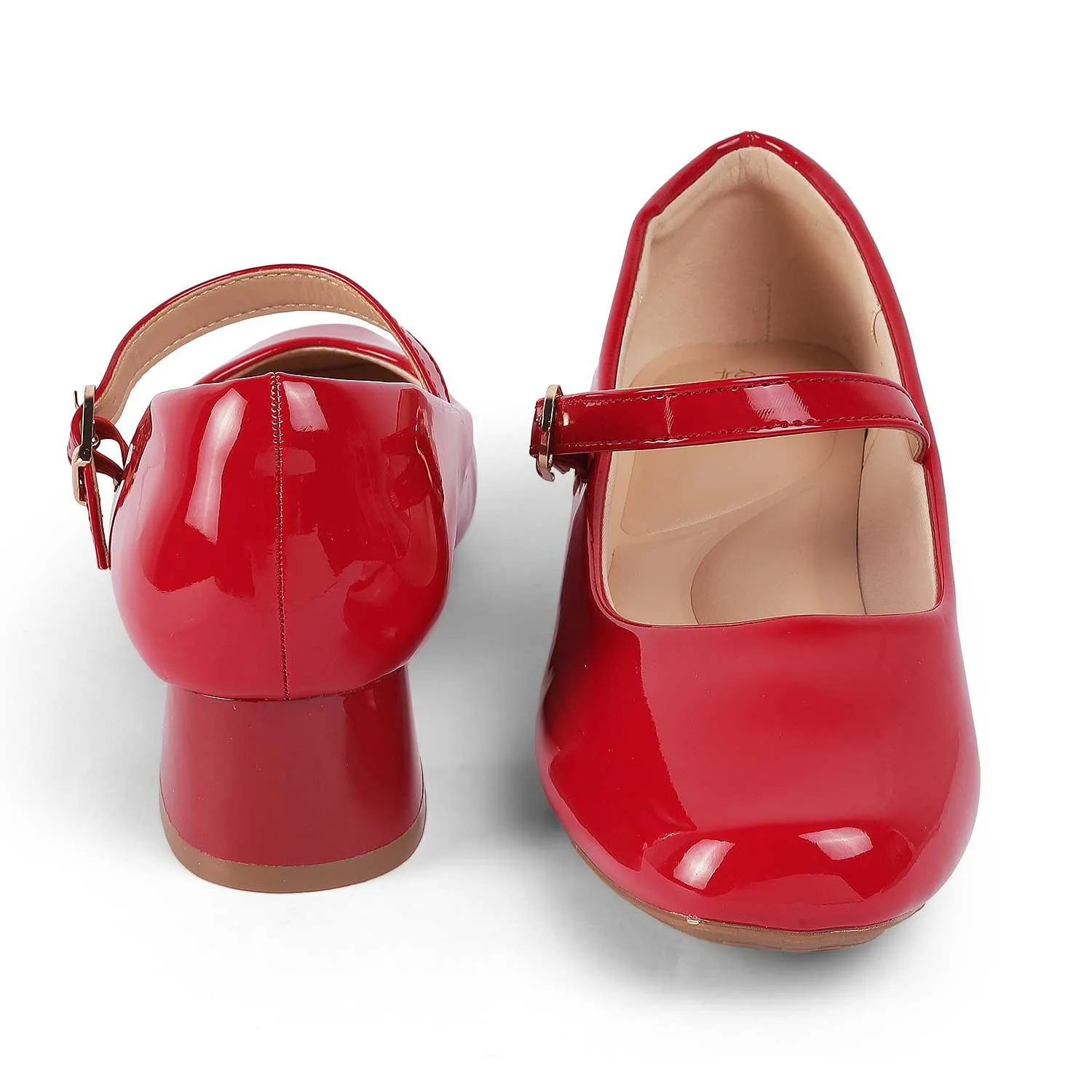 Tresmode Mary Red Women's Dress Block Heel Pumps