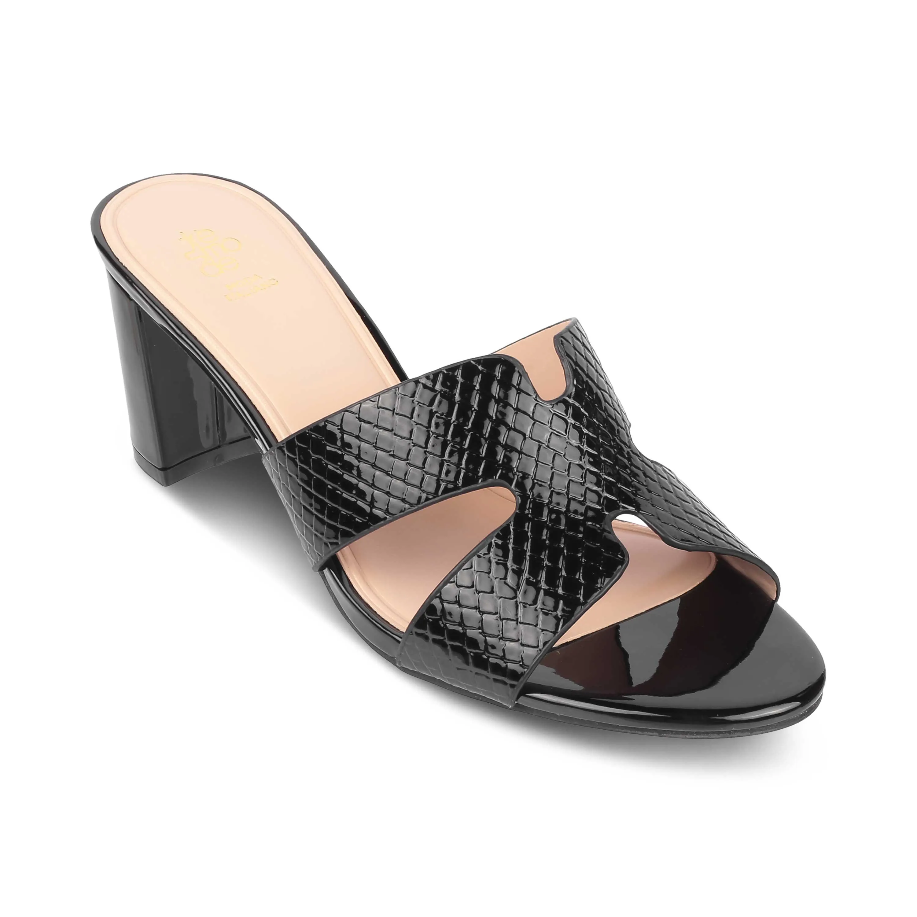 Tresmode Rovero Black Women's Dress Block Heel Sandals