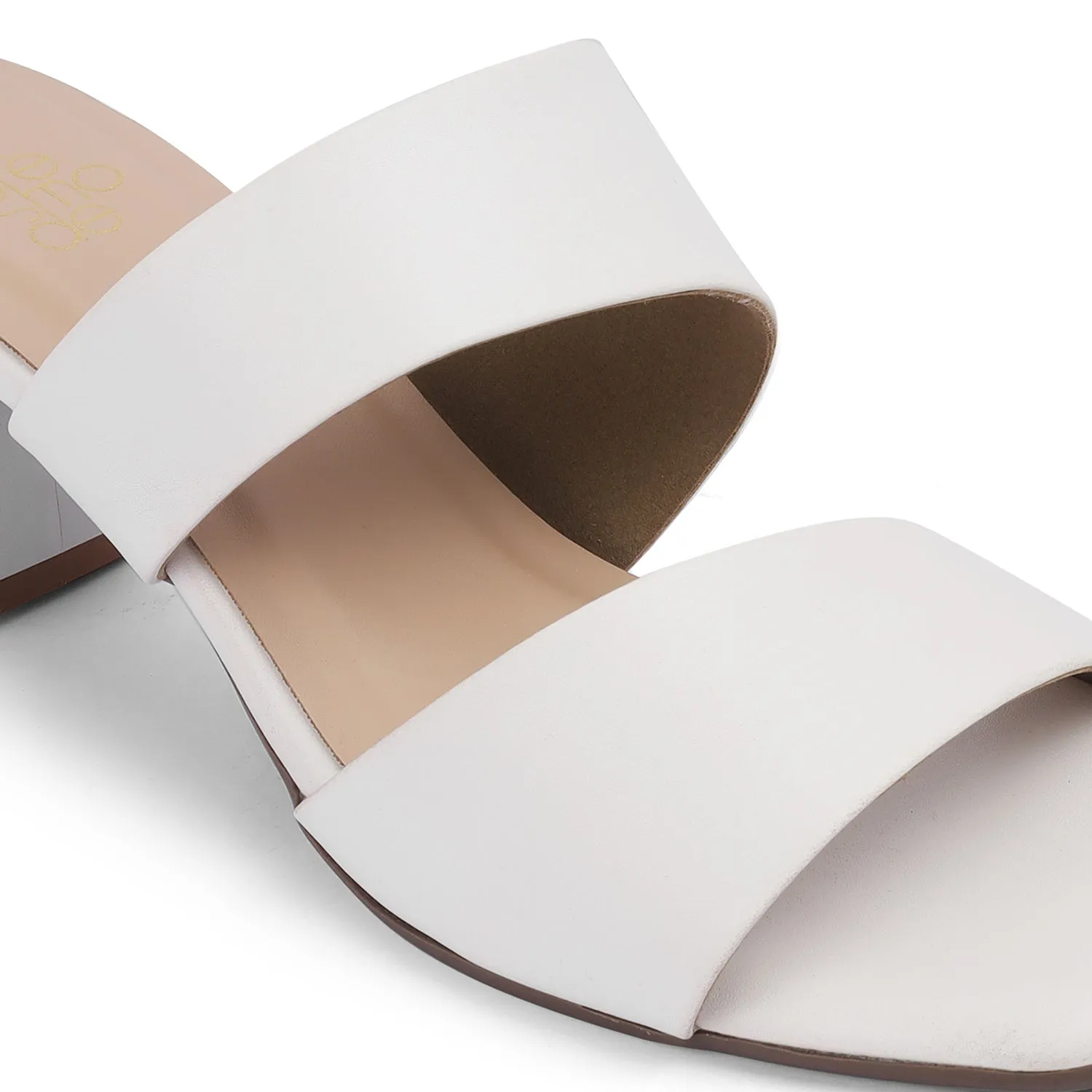 Tresmode Satania TMS-2 White Women's Dress Block Heel Sandals