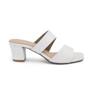 Tresmode Satania TMS-2 White Women's Dress Block Heel Sandals