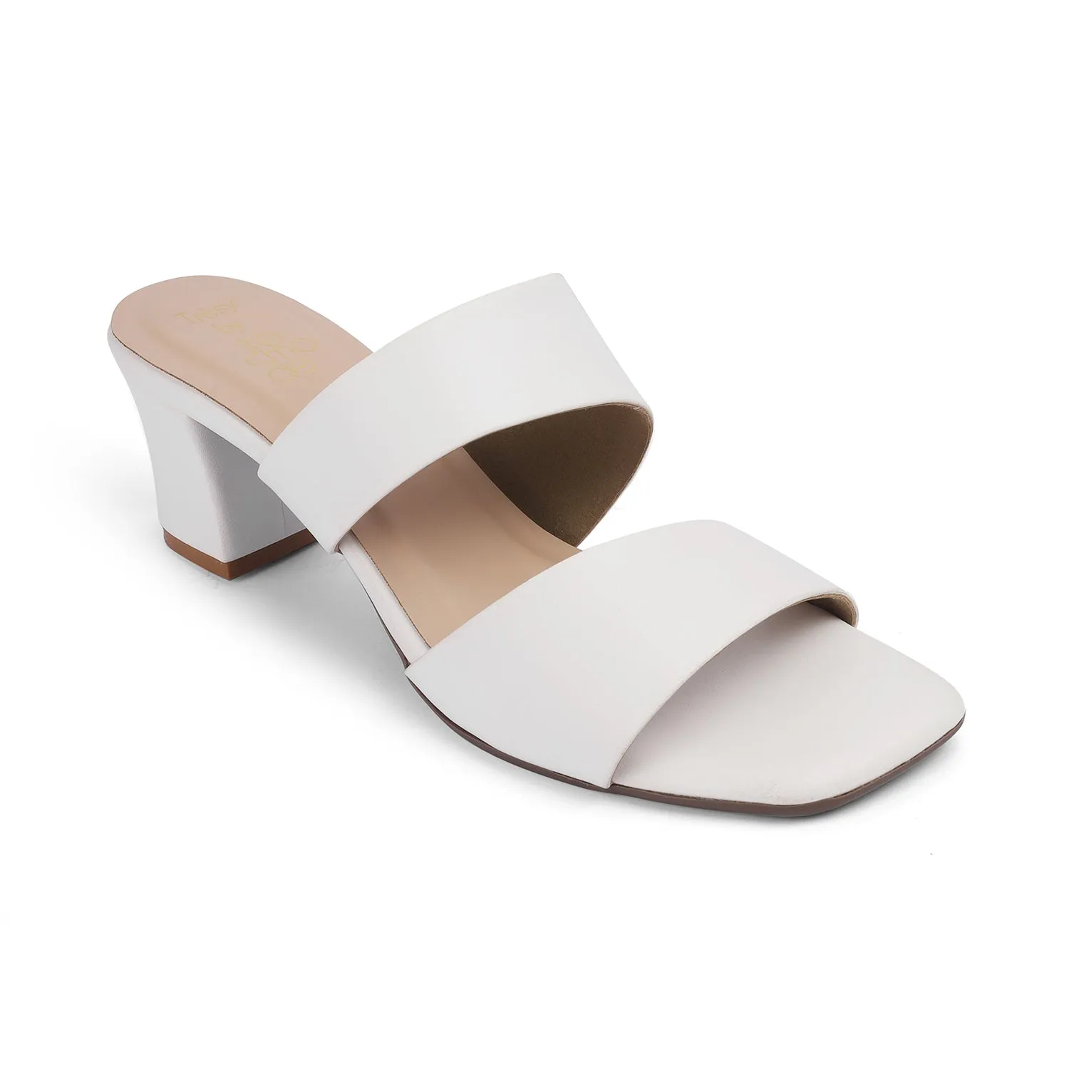 Tresmode Satania TMS-2 White Women's Dress Block Heel Sandals