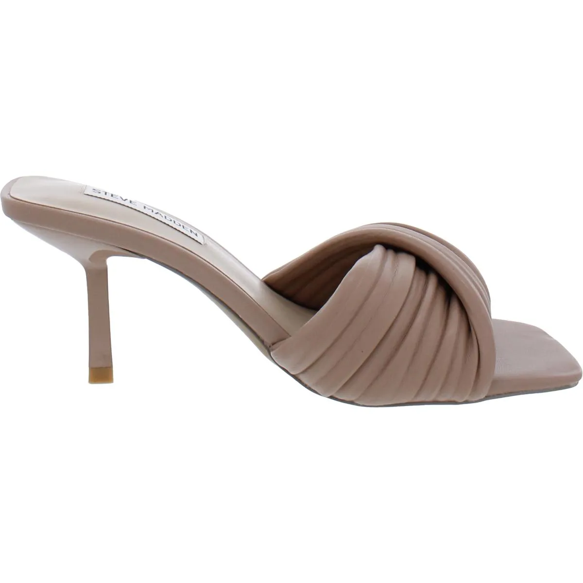 Twinkled Womens Faux Leather Square Toe Mule Sandals