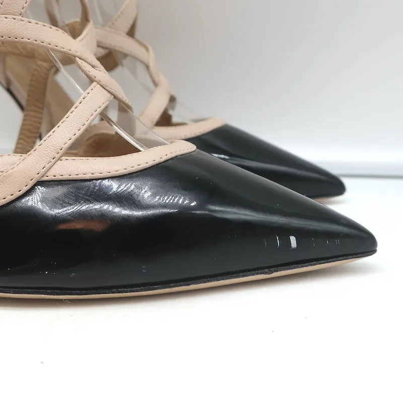 Valentino Cage Ankle Boots Black Patent & Powder Leather Size 39.5