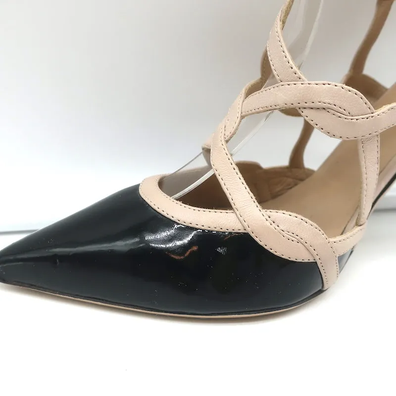 Valentino Cage Ankle Boots Black Patent & Powder Leather Size 39.5
