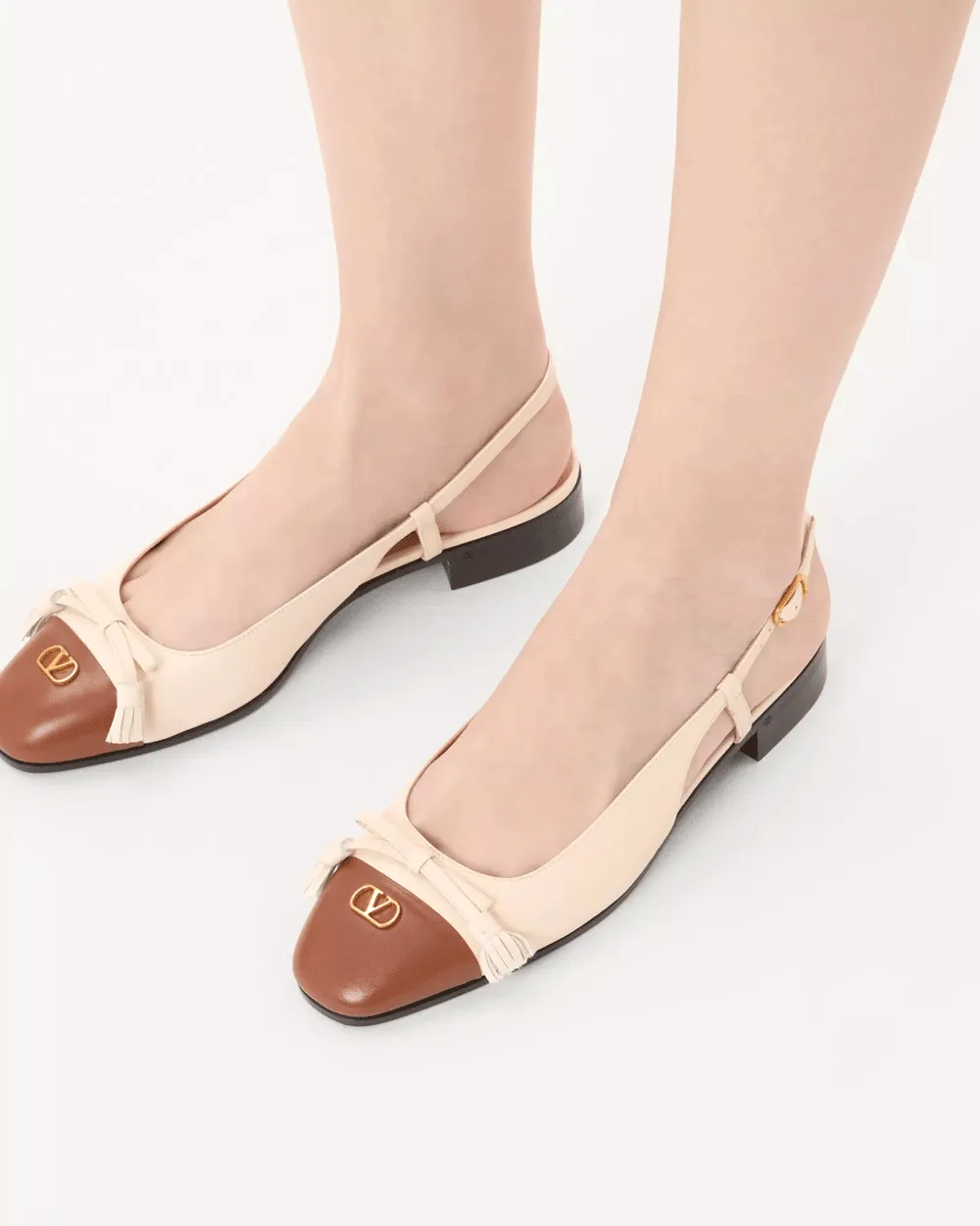 Valet du roi Kid Ballerina Slingback in White Tobacco