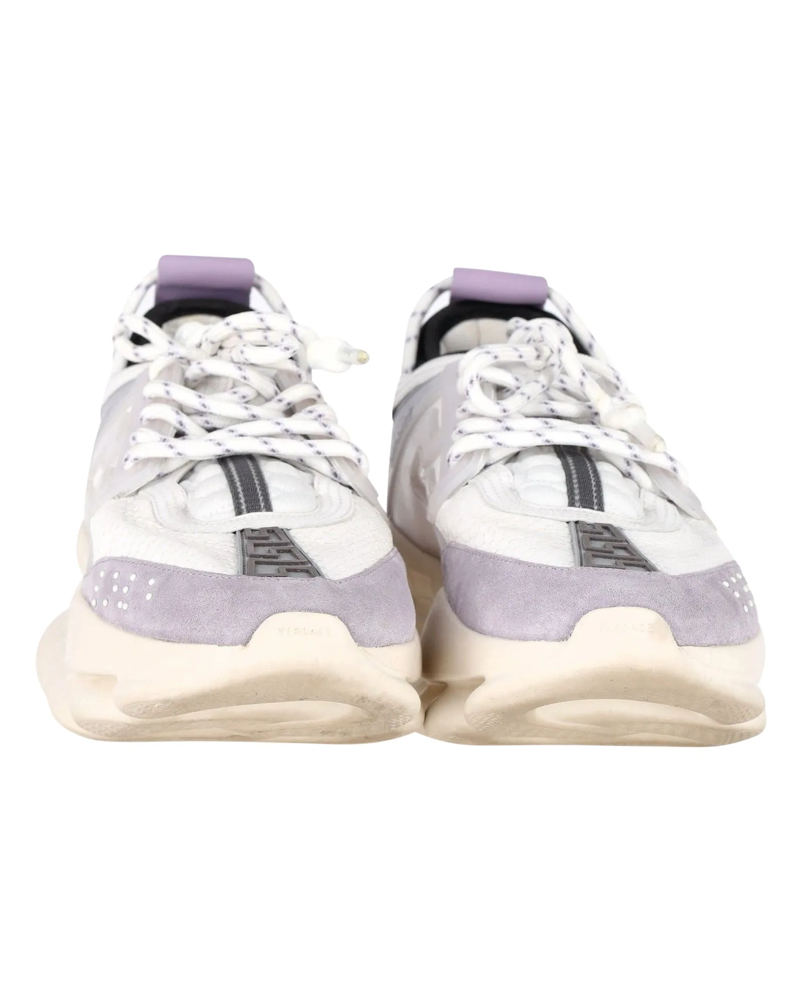Versace Chain Reaction Sneakers in White Leather