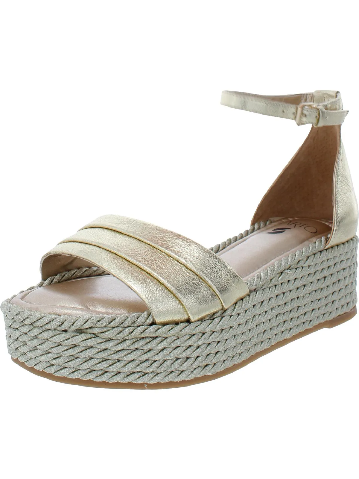 Via Womens Leather Espadrille Flatform Sandals
