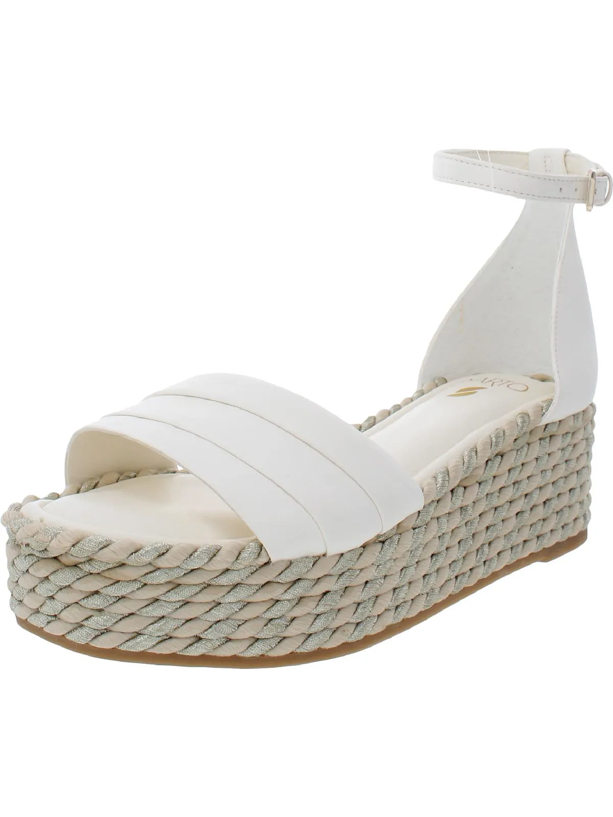 Via Womens Leather Espadrille Flatform Sandals