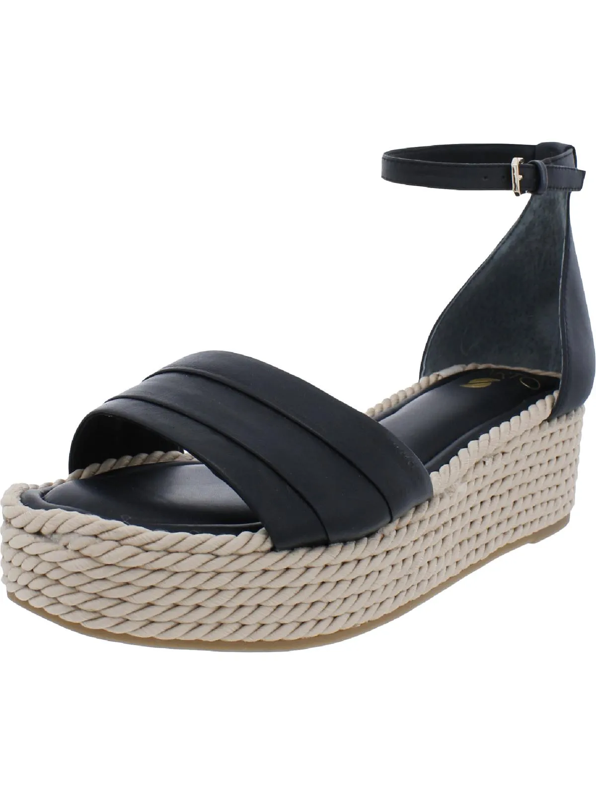 Via Womens Leather Espadrille Flatform Sandals