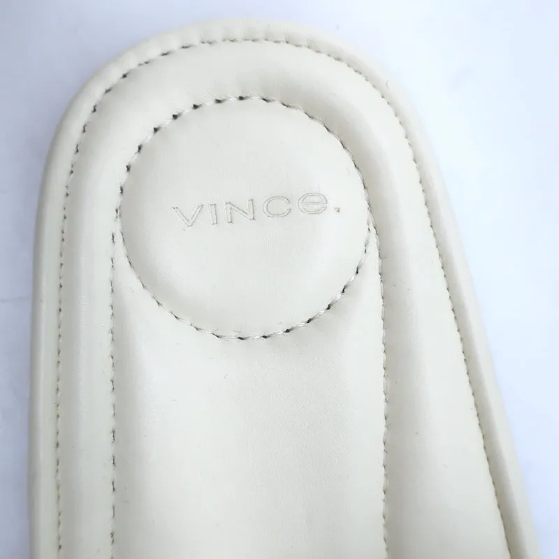 Vince Palmetta Woven Slide Sandals White Leather Size 8