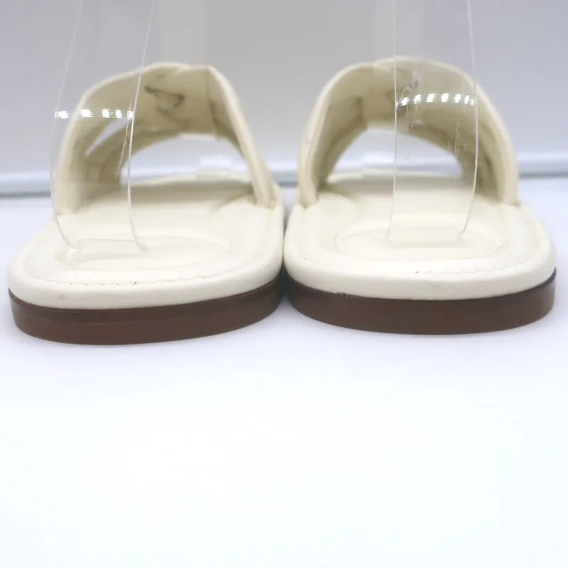 Vince Palmetta Woven Slide Sandals White Leather Size 8