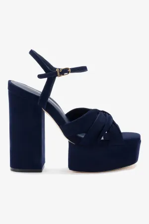 Vivienne Platform Sandal In Navy Suede
