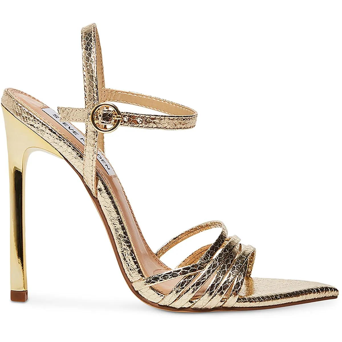 Wendy Womens Snake Print Pointed Toe Strappy Sandals