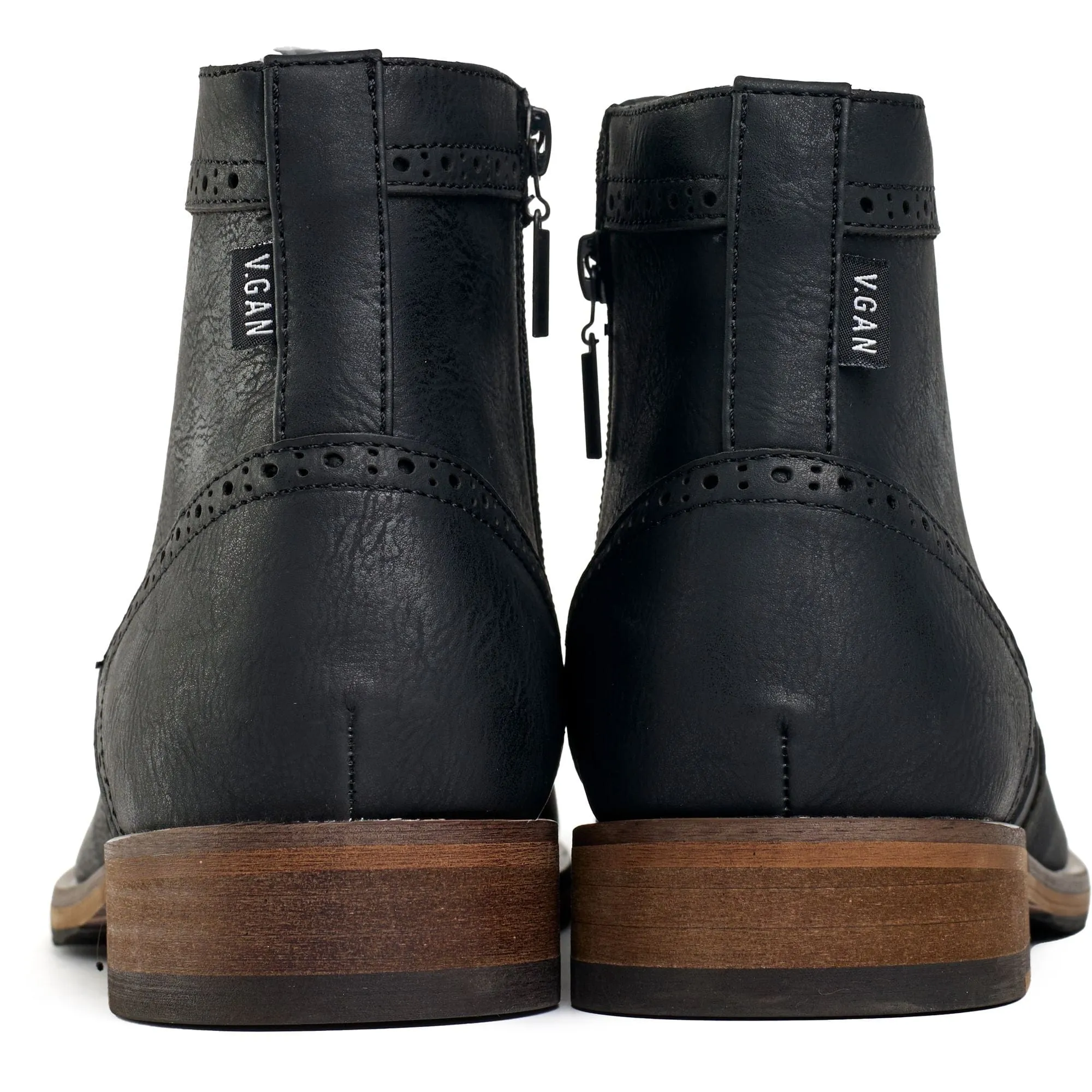 Wheat 2 Men's Vegan Leather Brogue Boots | Black