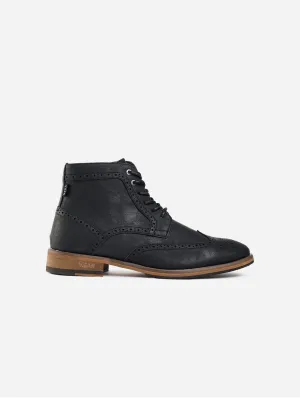 Wheat 2 Men's Vegan Leather Brogue Boots | Black