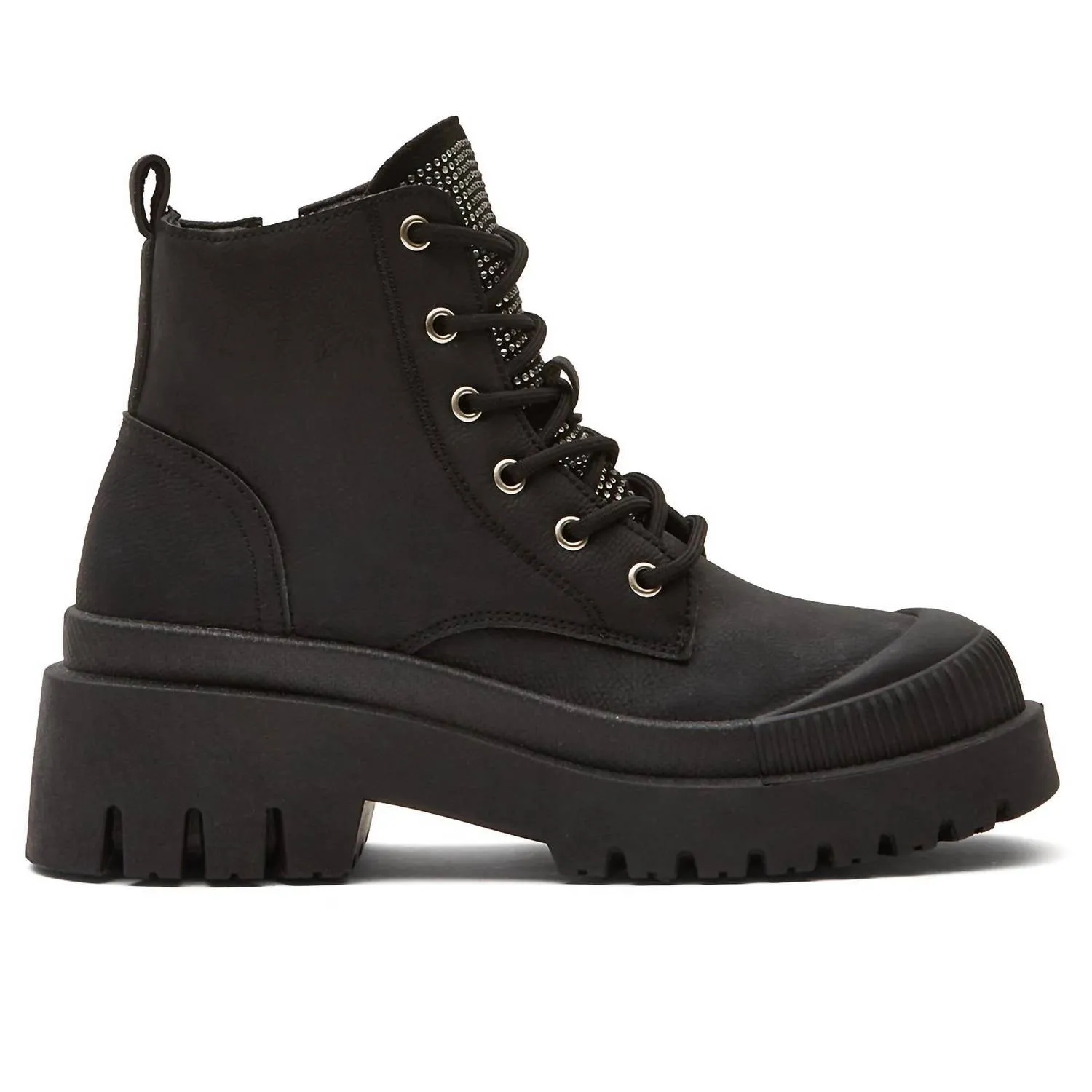Women's Chunky Canvas Boots In Black