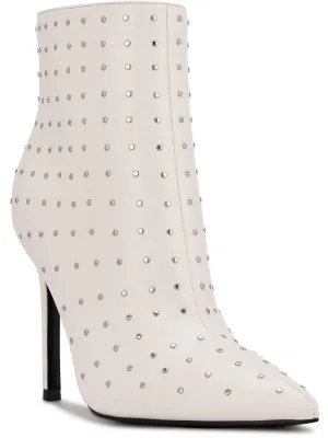 Womens Faux Leather Embossed Ankle Boots