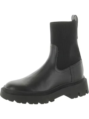 Womens Faux Leather Lugged Sole Ankle Boots