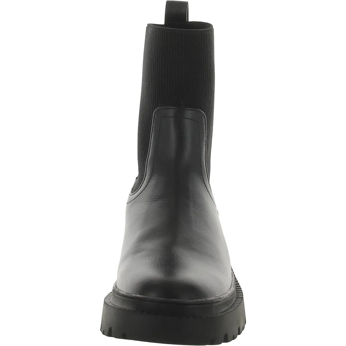 Womens Faux Leather Lugged Sole Ankle Boots