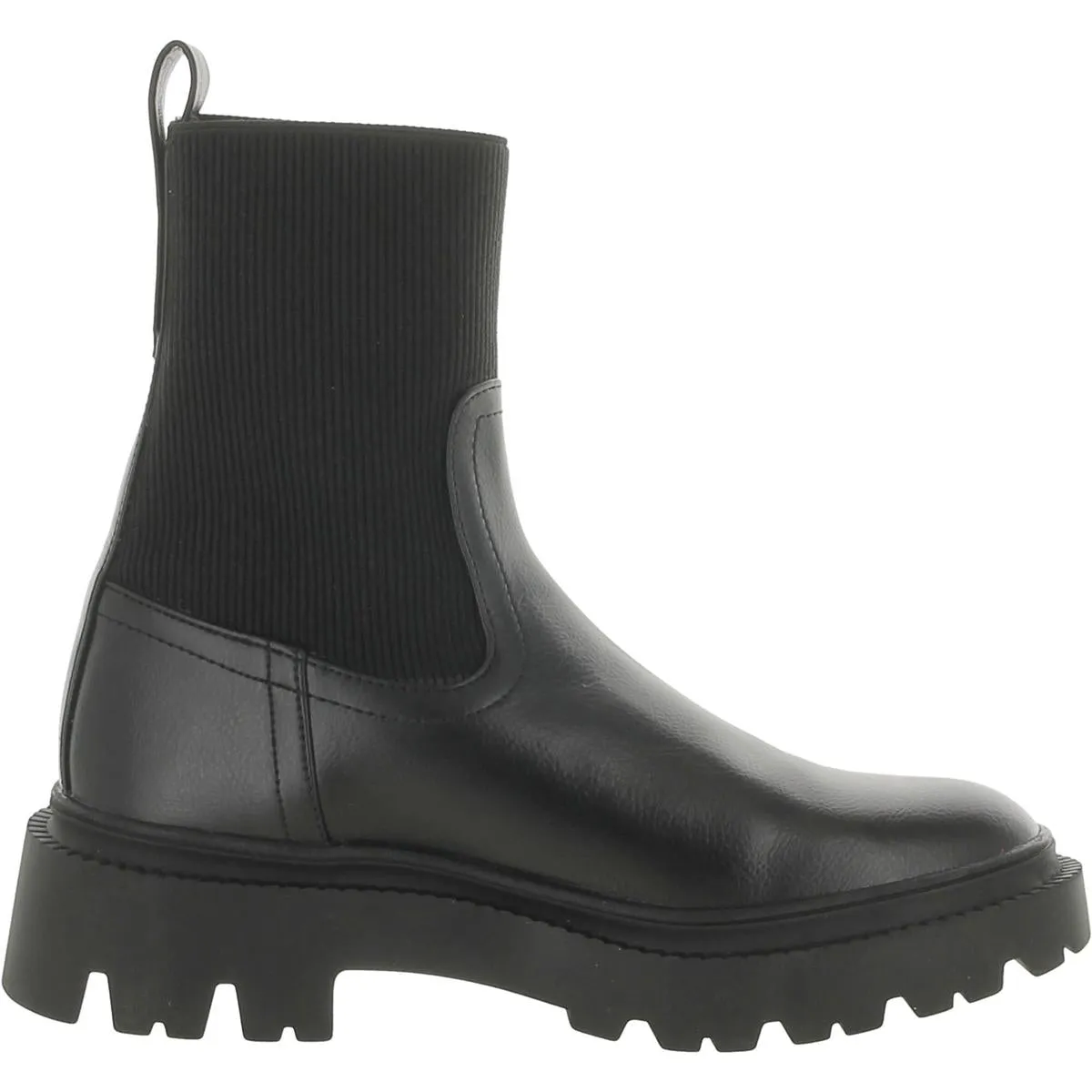 Womens Faux Leather Lugged Sole Ankle Boots