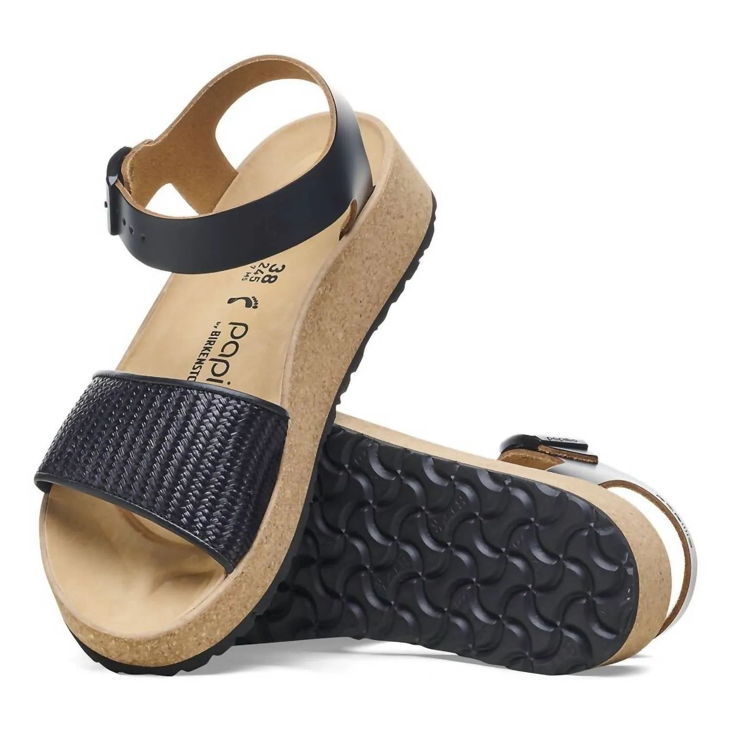 Women's Glenda Raffia Leather Sandals - Medium/narrow In Black