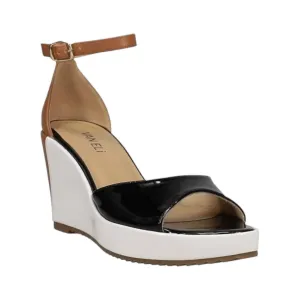 Women's Lemy Wedge Sandals In Black Patent Combo