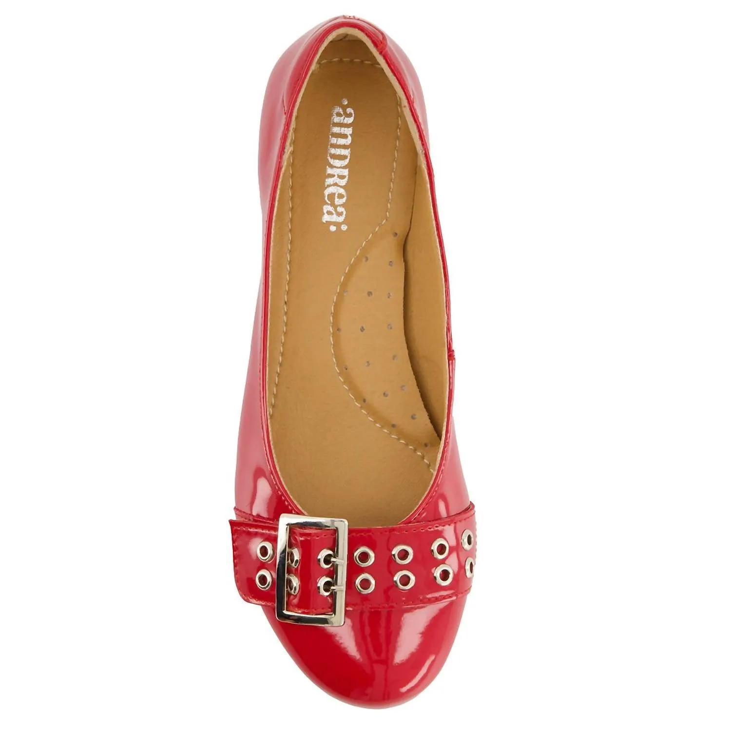 Women's Wide Buckle Ballerinas In Red