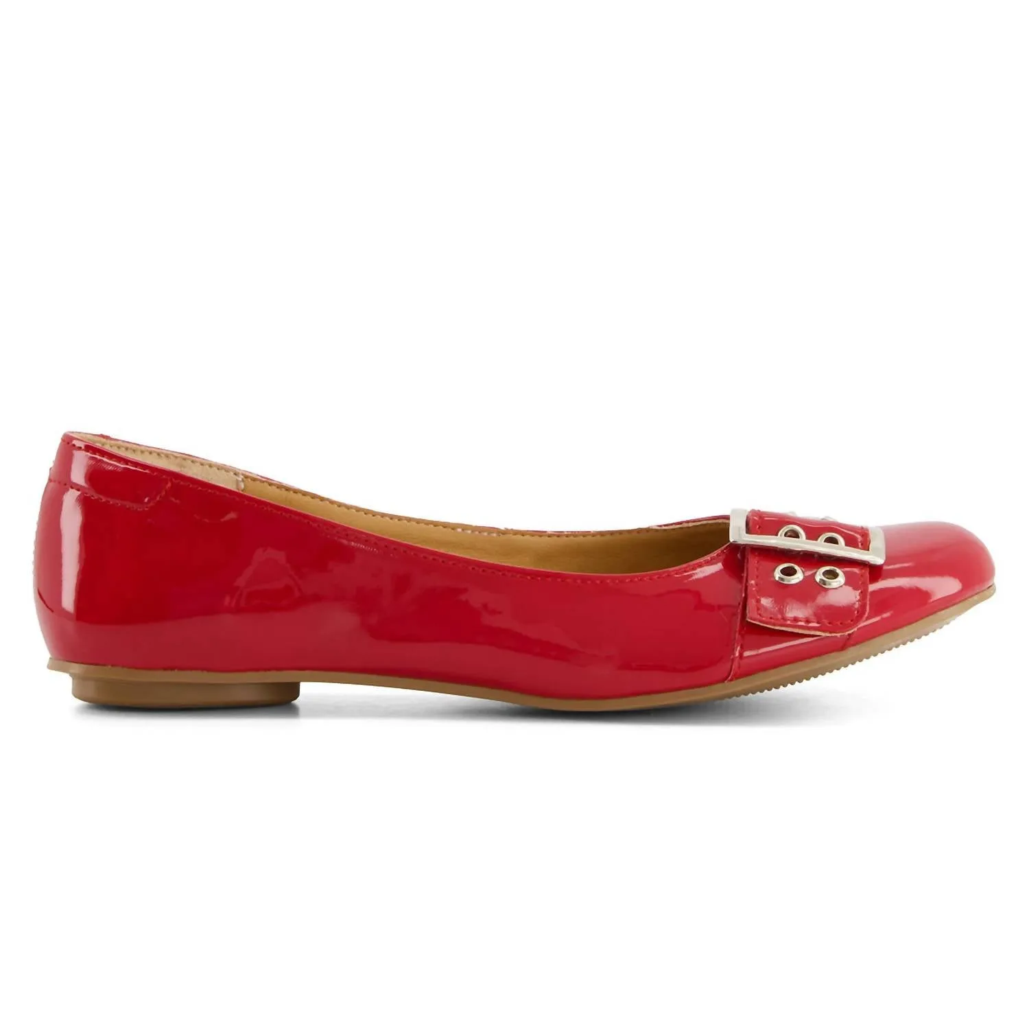 Women's Wide Buckle Ballerinas In Red
